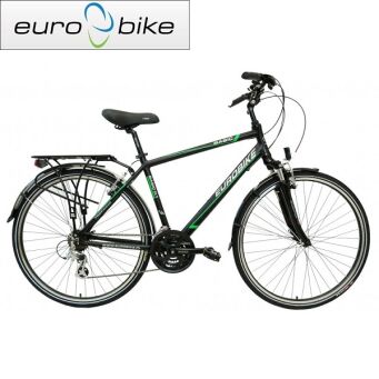 EUROBIKE BASIC 0.1 2017 rower trekkingowy męski koła 28" czarno-zielony mat