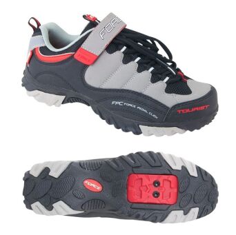 FORCE TOURIST Buty turystyczne SPD czarno-szaro-czerwone 94034